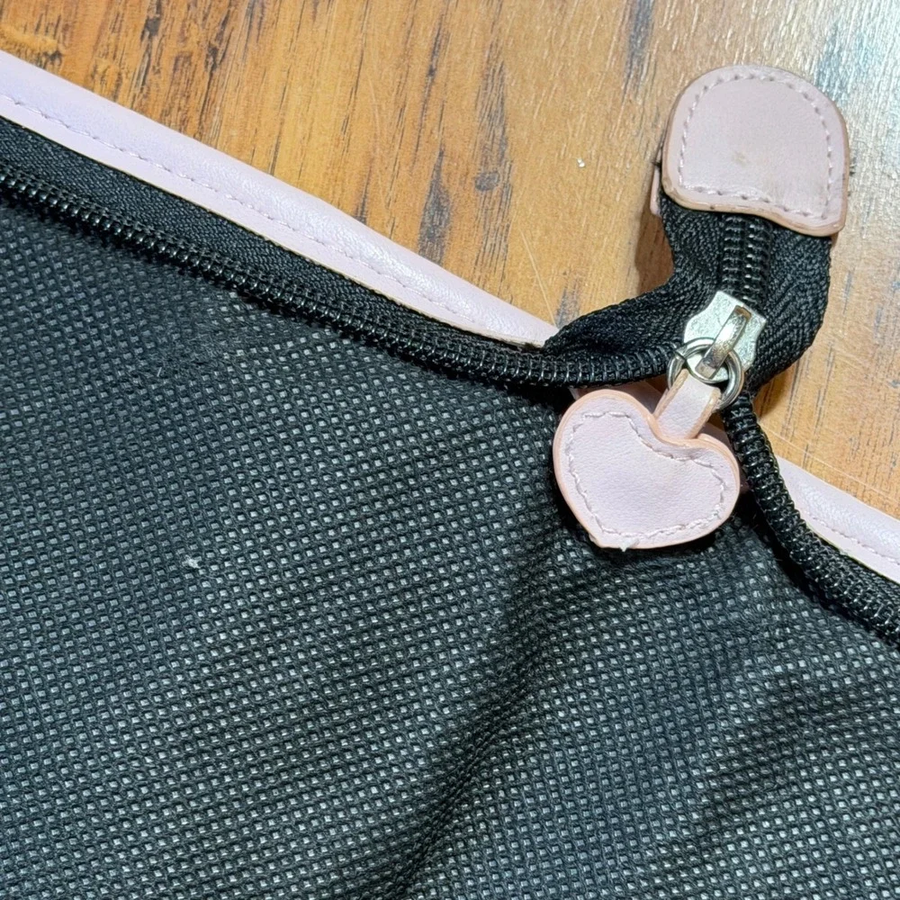 Victorias Secret Garment Bag Black Pink Heart Print Foldable Travel Suit Cover